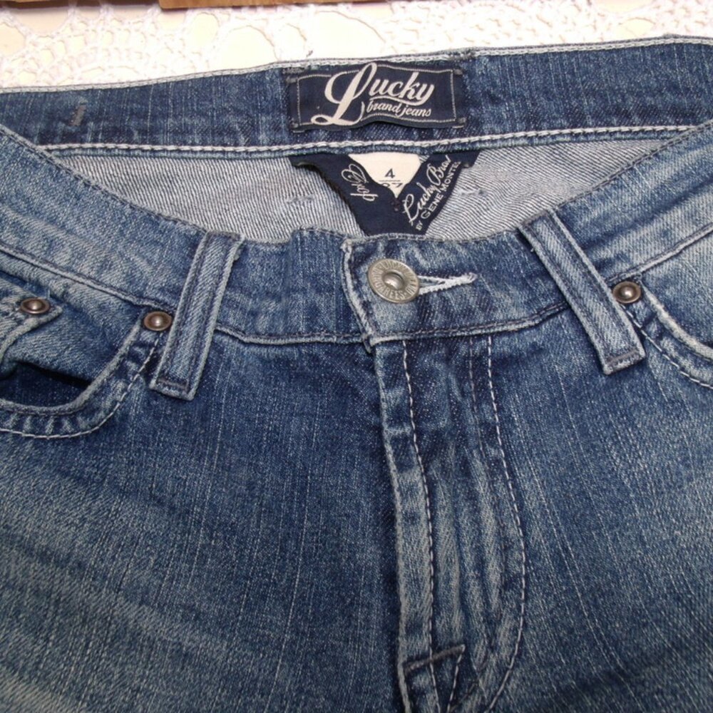 Lucky Brand Classic Rider Crop Capri Jeans Med Blue Wash Sz 4 - Picture 6 of 6